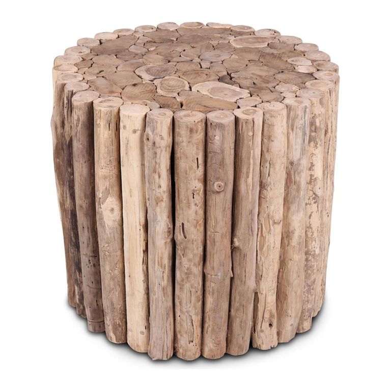 Unique One of a Kind - Side Table - Round - Rustic Natural - Teak Wood