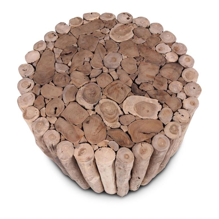 Unique One of a Kind - Side Table - Round - Rustic Natural - Teak Wood