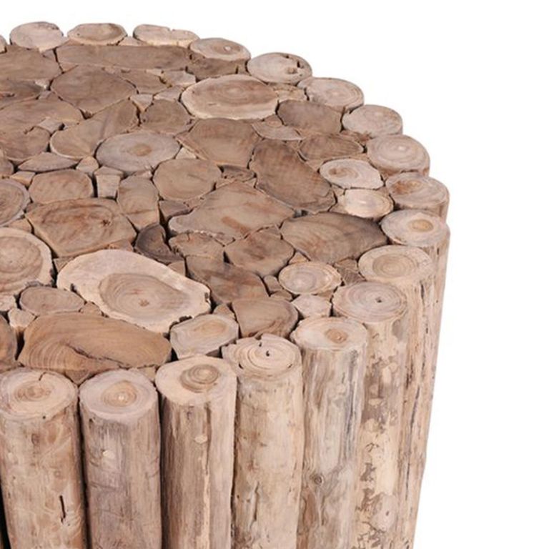 Unique One of a Kind - Side Table - Round - Rustic Natural - Teak Wood
