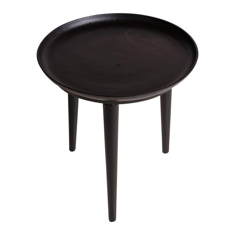 Side Table - Tray Top - Round - Black - Aluminium