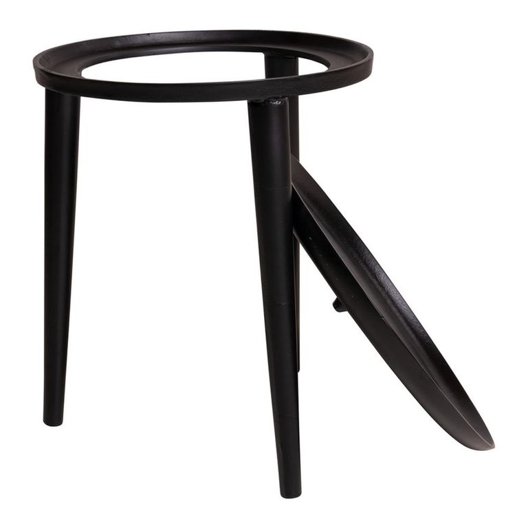 Side Table - Tray Top - Round - Black - Aluminium
