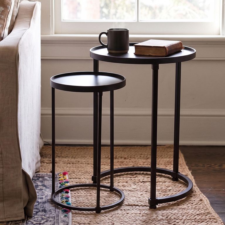 Zurich Side Table - 2 Tier - Round - Black - Metal