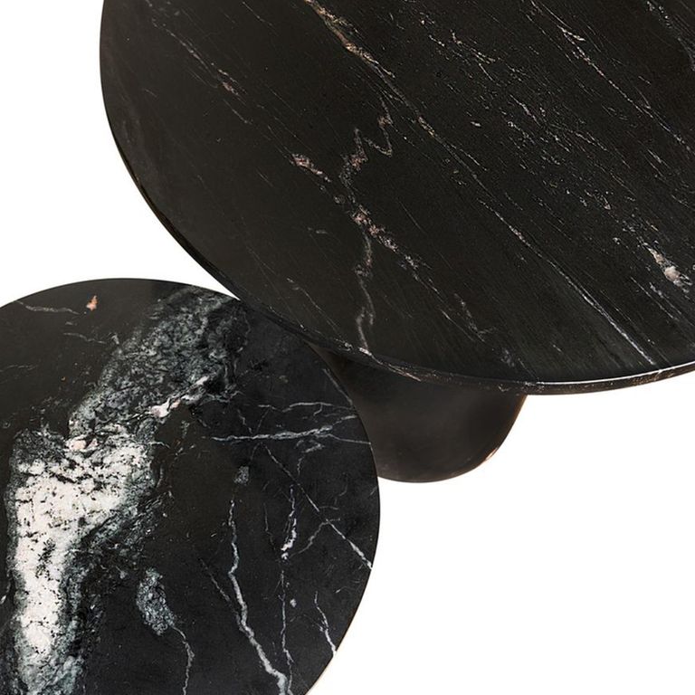 Carrara Side Table - Set of 2 - Round - Black - Marble