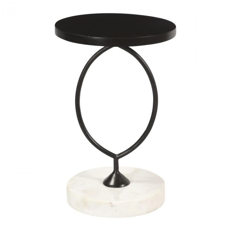 Massa Side Table - Round - Black and White - Marble and Metal