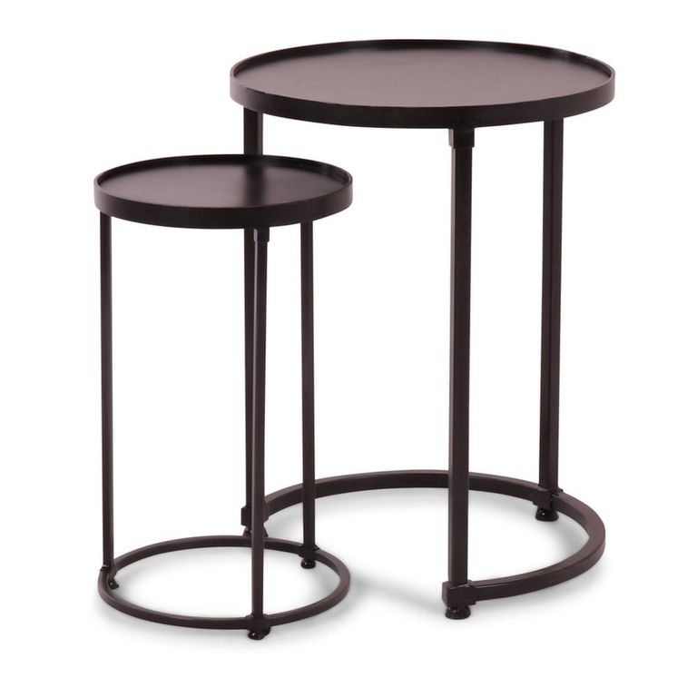 Zurich Side Table - 2 Tier - Round - Black - Metal
