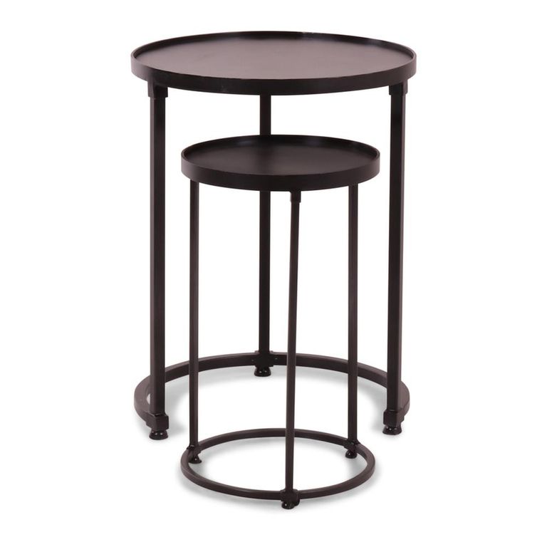 Zurich Side Table - 2 Tier - Round - Black - Metal