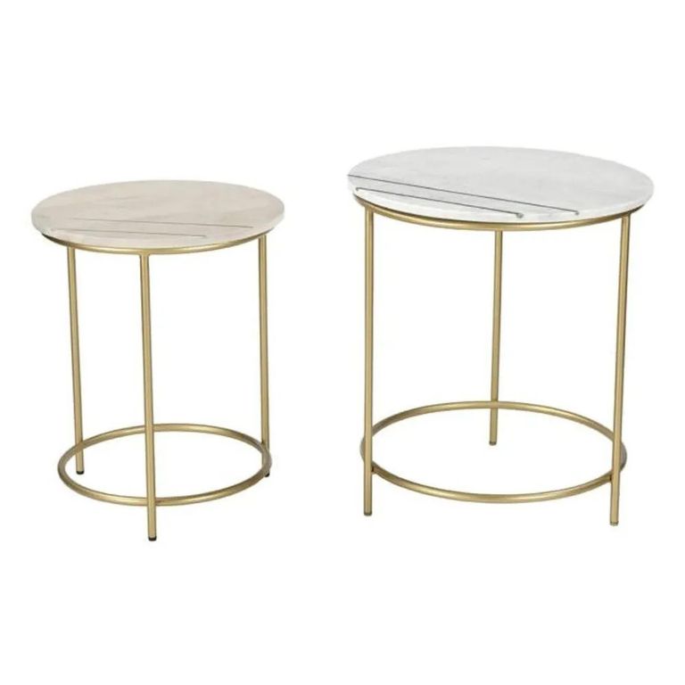 Clearance - Buxton Side Table - Set of 2 - White and Gold - Marble and Metal - FSS17409