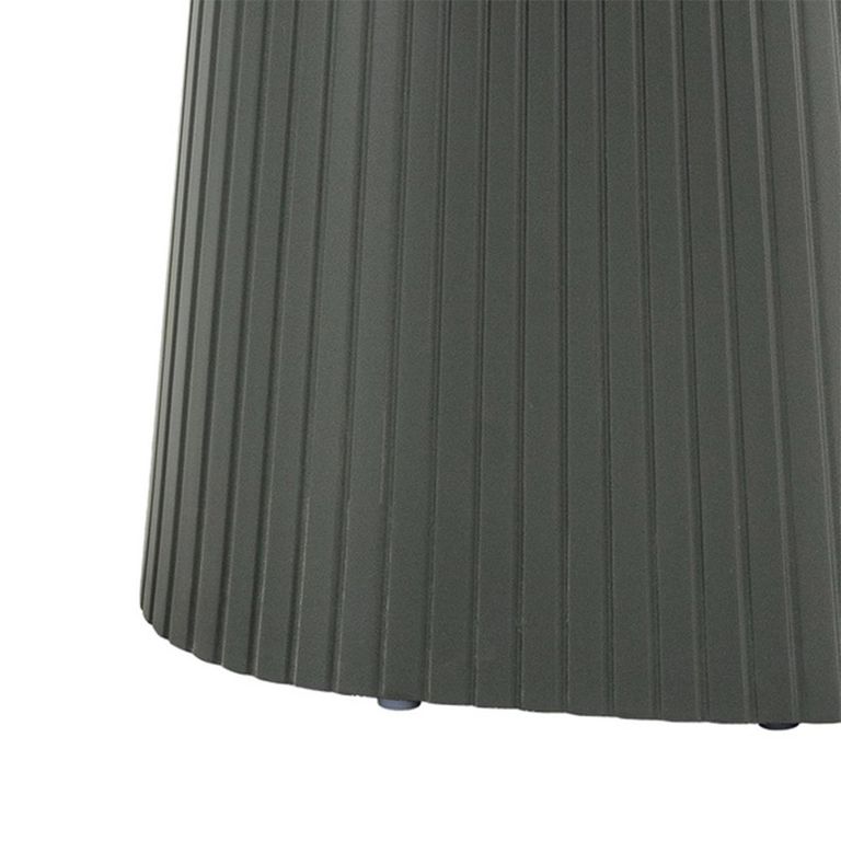 Barletta End Table - Square - Fluted Base - Dark Grey - Sintered Stone and Wood