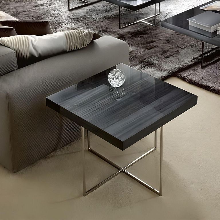 Montecarlo Lamp Table - Square - Grey Koto High Gloss - Wooden and Metal