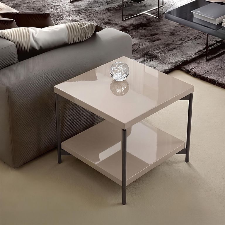 Claire Lamp Table - Square - Pearl Line Eco Veneer High Gloss and Black