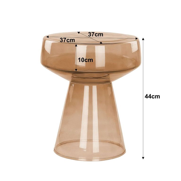 Brix Bo Side Table - Round - Amber Glass