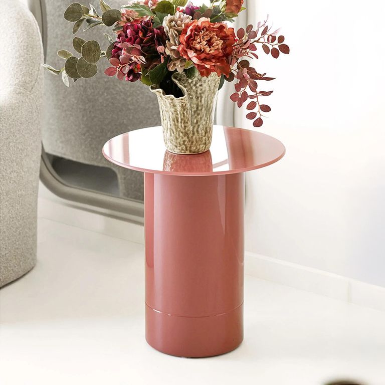 Florens Side Table - Round - Cylindrical Base - Warm Rose