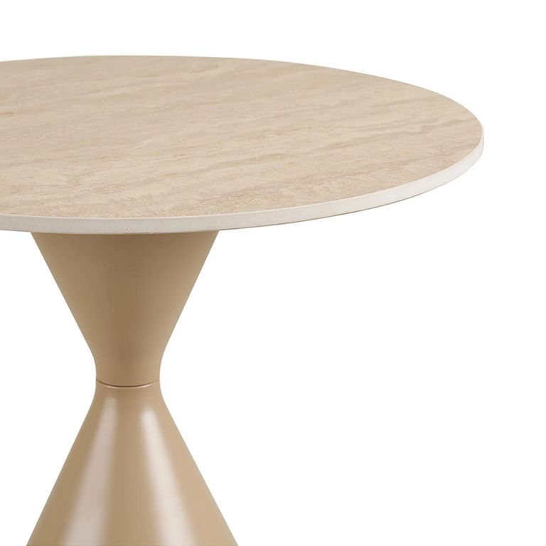 Annecy Side Table - Round - Hourglass Base - Sand - Ceramic and Metal