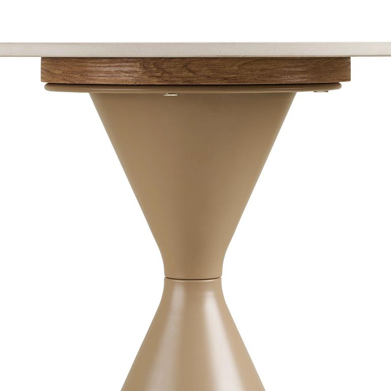 Annecy Side Table - Round - Hourglass Base - Sand - Ceramic and Metal