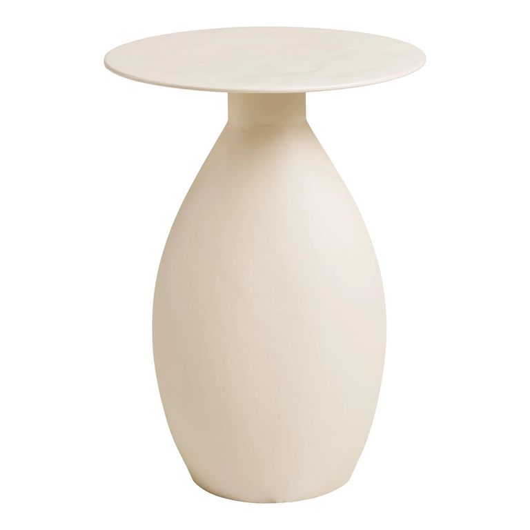 Calais Side Table - Round - Off White - Enamel and Metal
