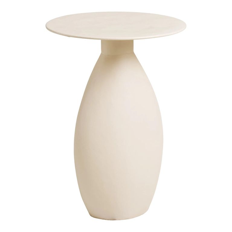 Calais Side Table - Round - Off White - Enamel and Metal