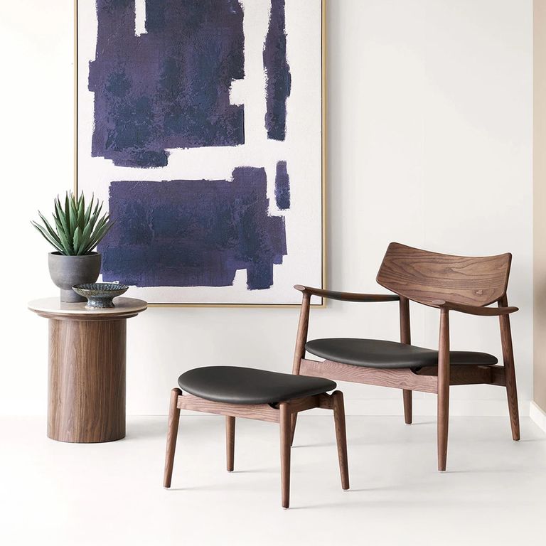 Delphi Side Table - Round - Cylindrical Base - Cream and Dark Brown - Ceramic and Wooden