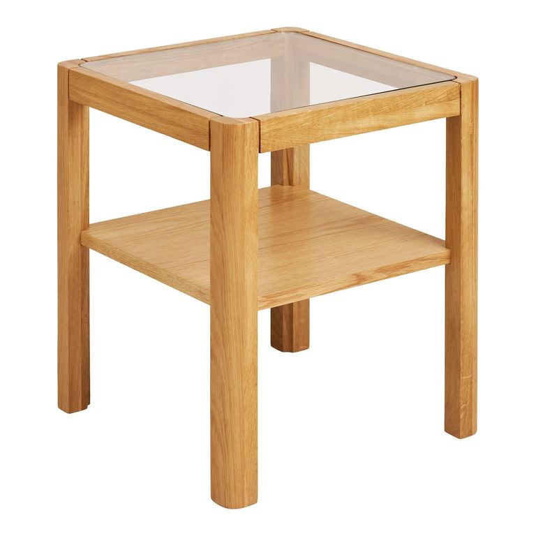 Lourmarin Side Table - Square - Natural - Glass and Oak
