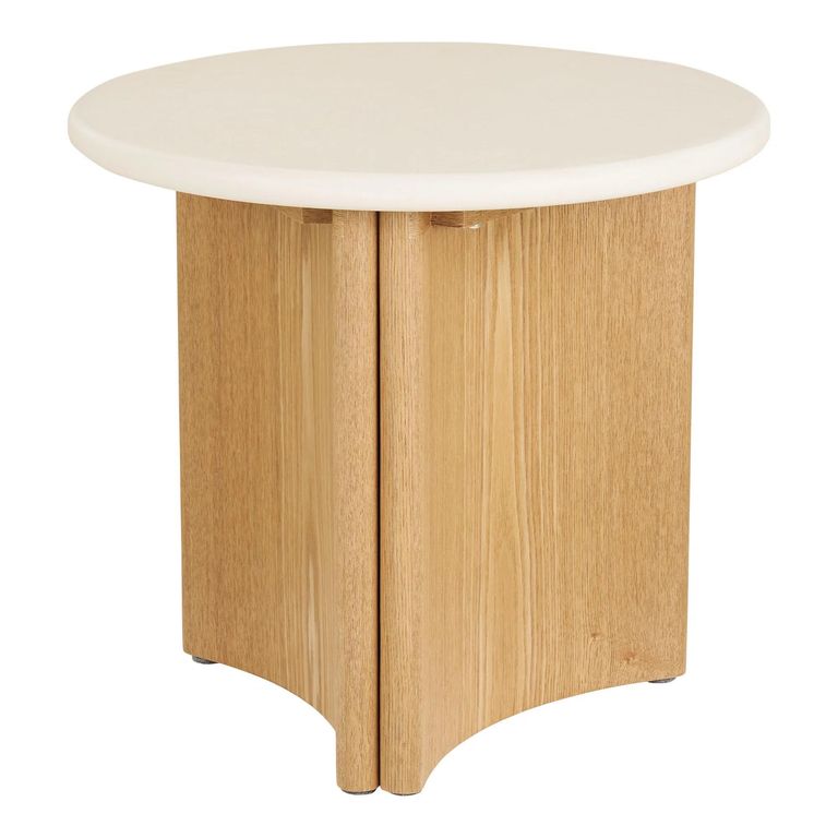 Motril Side Table - Round - White and Natural