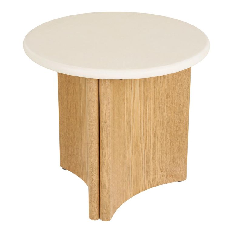 Motril Side Table - Round - White and Natural