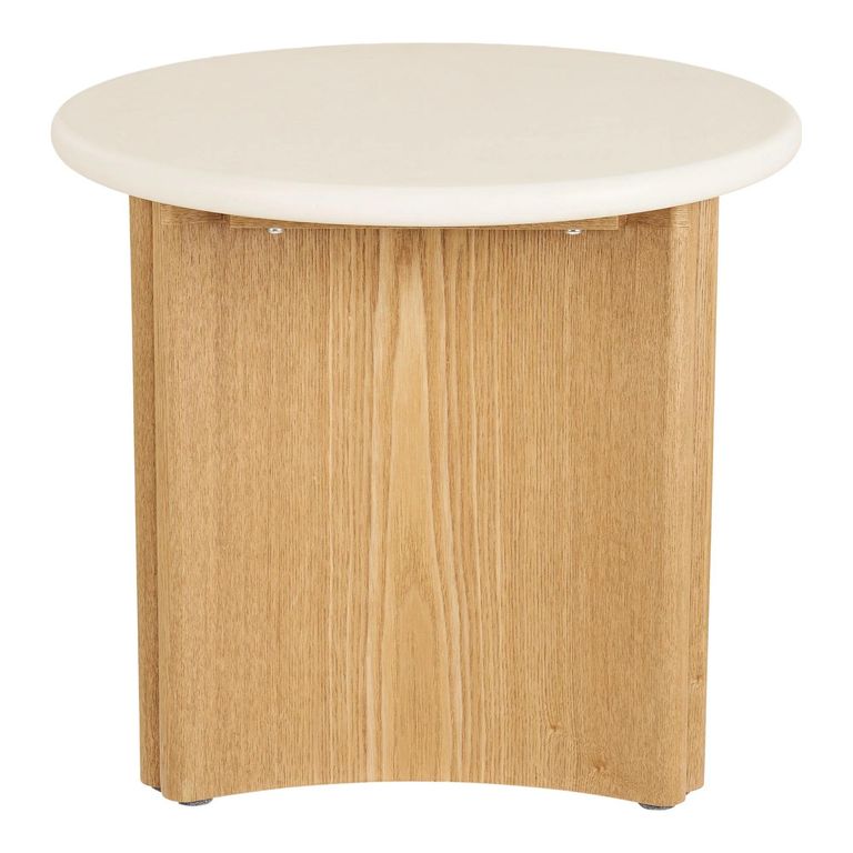Motril Side Table - Round - White and Natural