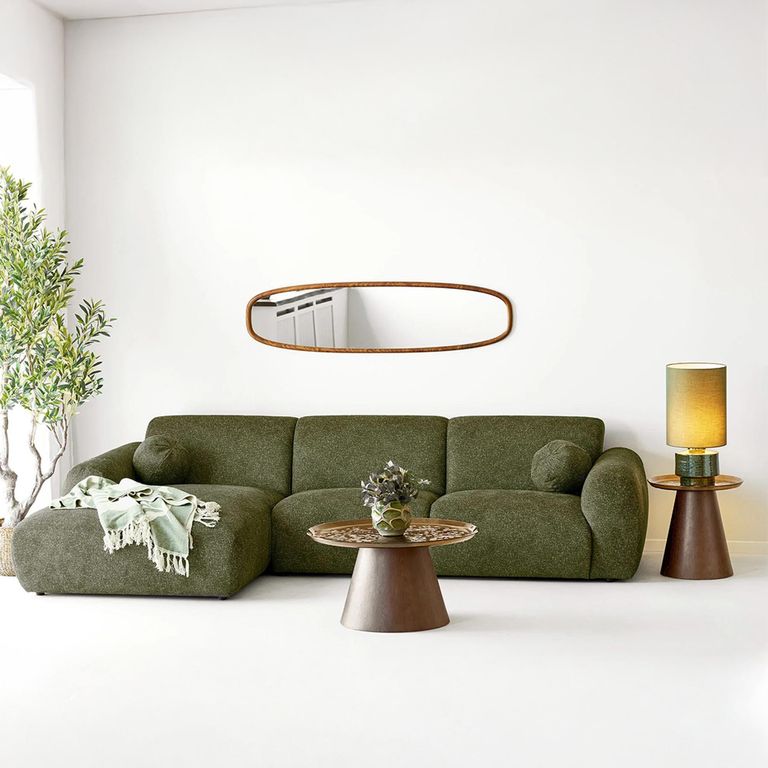 Orvieto Side Table - Round - Dark Brown - Rippled Glass and Wood