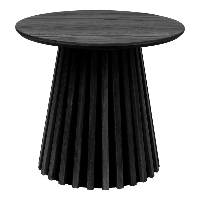 Osaka Oak Side Table - Round - Slatted Base - Black