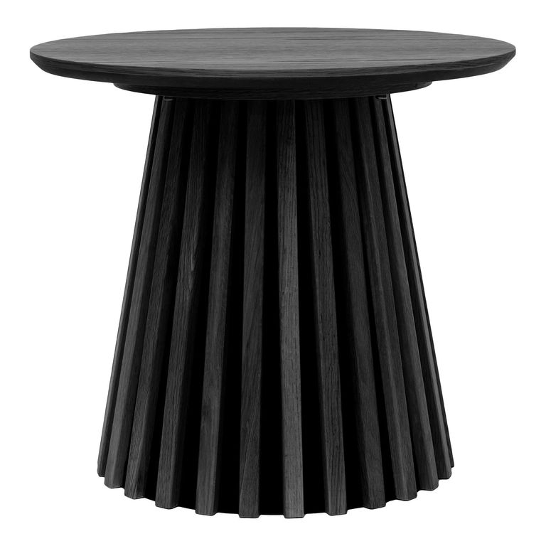 Osaka Oak Side Table - Round - Slatted Base - Black