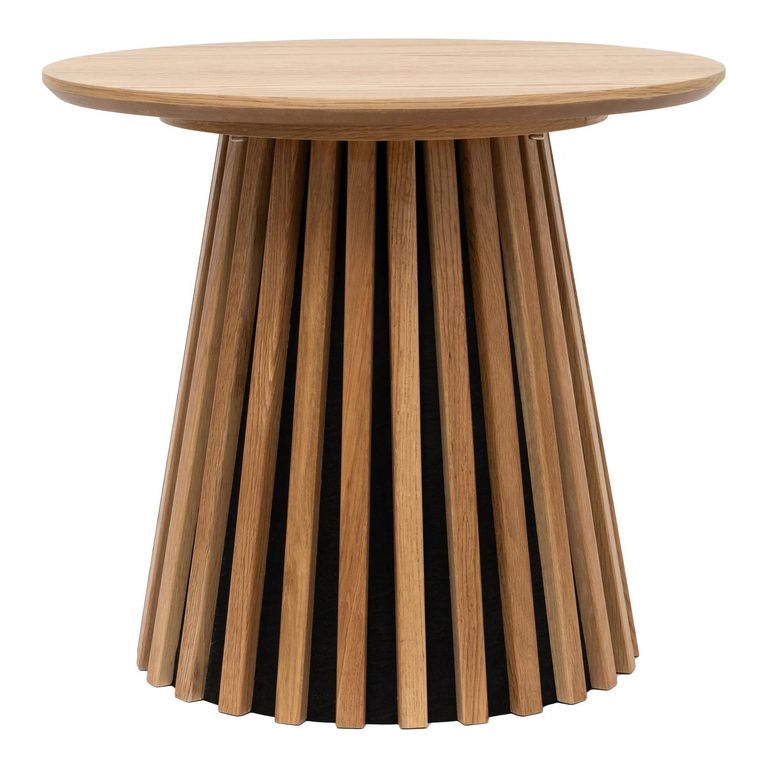 Osaka Oak Side Table - Round - Slatted Base - Natural