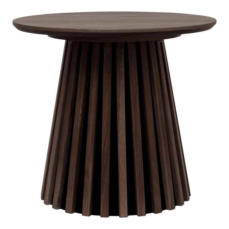 Osaka Oak Side Table - Round - Slatted Base - Smoked