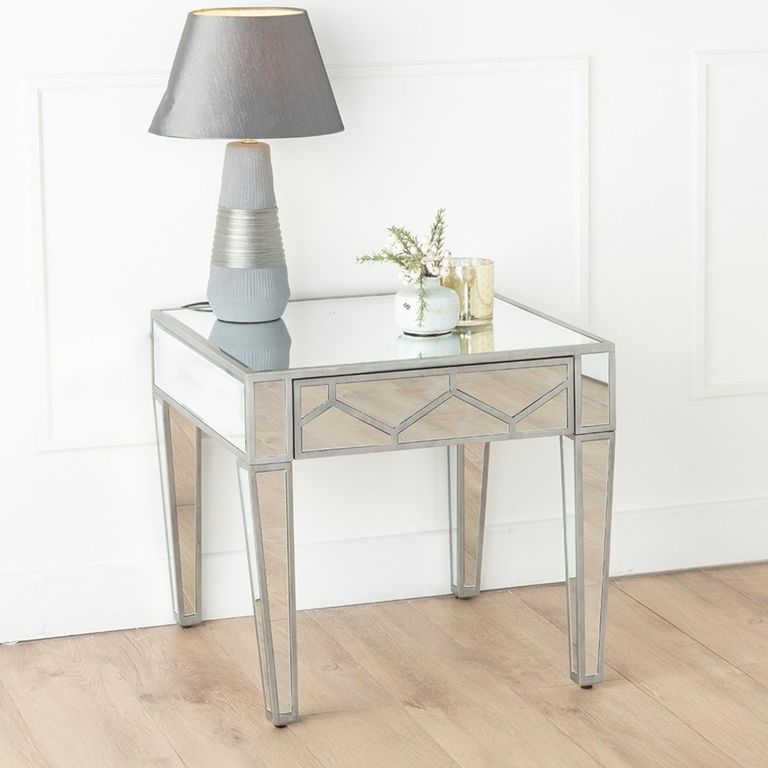 Clearance - Honeycomb Side Table - 1 Drawer - Square - Mirrored