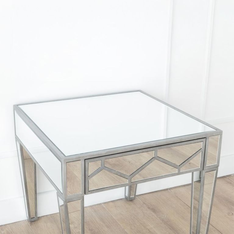 Clearance - Honeycomb Side Table - 1 Drawer - Square - Mirrored