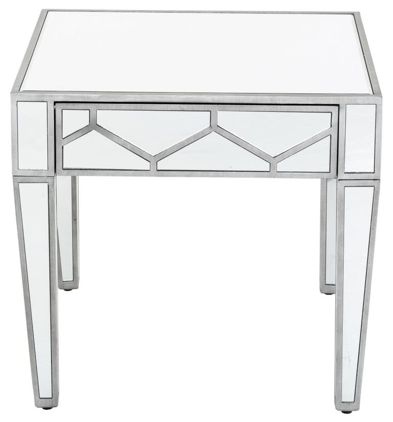 Clearance - Honeycomb Side Table - 1 Drawer - Square - Mirrored