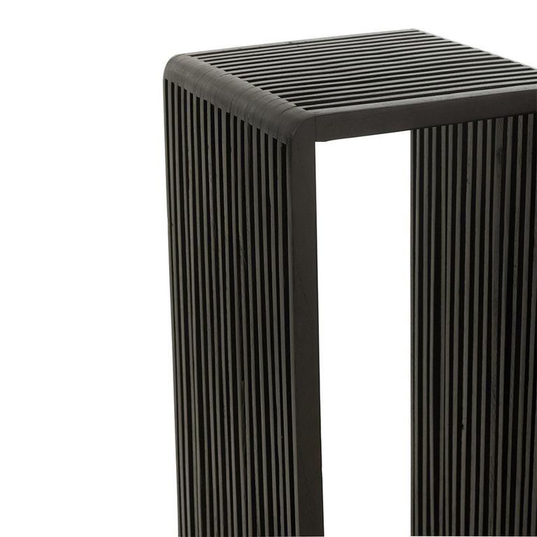 Cubic Side Table - 2 Tier - Slatted - Black - Recycle Teak Wood