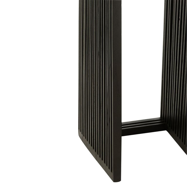 Cubic Side Table - 2 Tier - Slatted - Black - Recycle Teak Wood