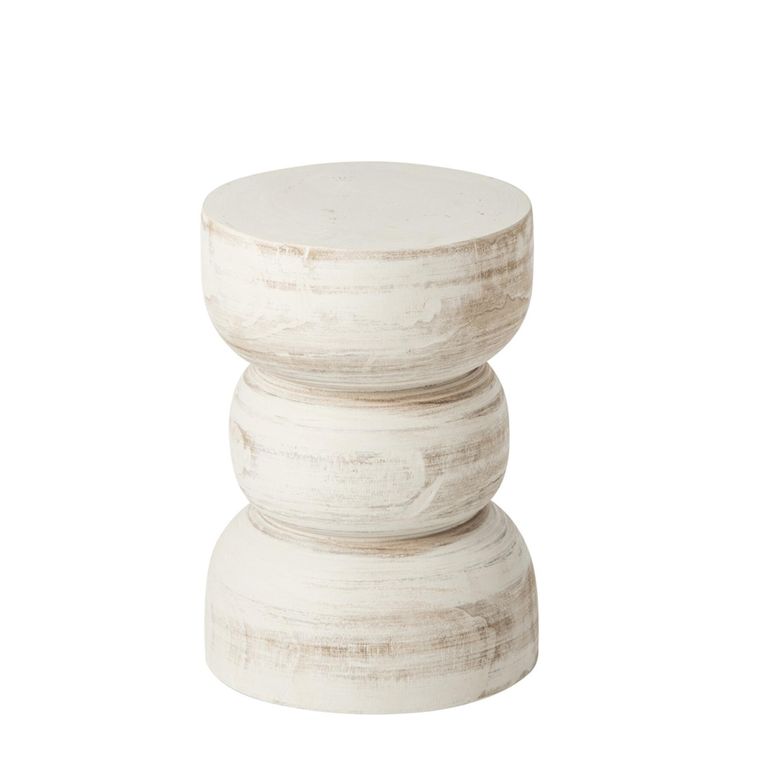 Leo Paulownia Side Table - Round - White - Wooden