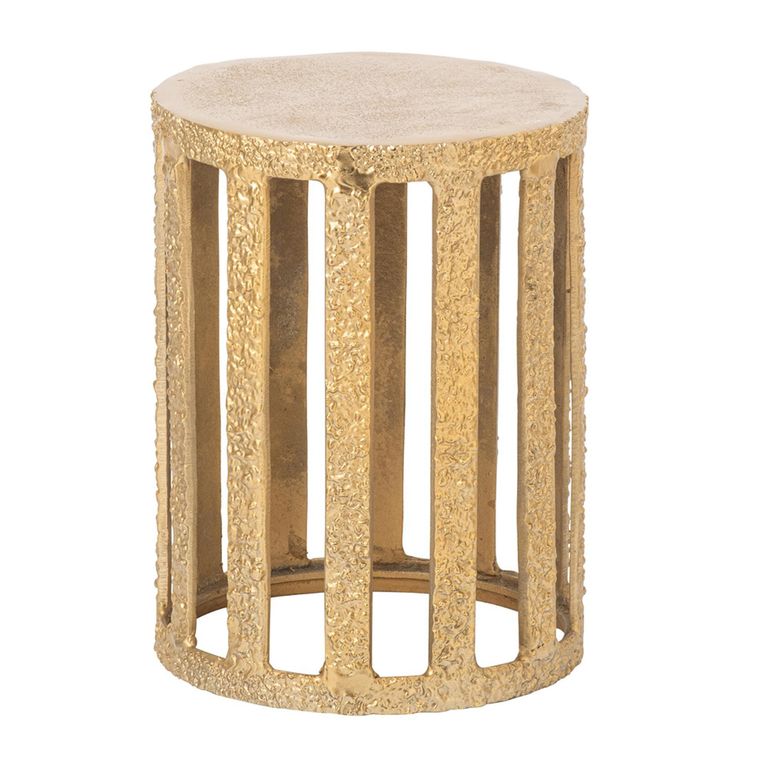 Side Table - Round - Slatted Base - Gold - Aluminium