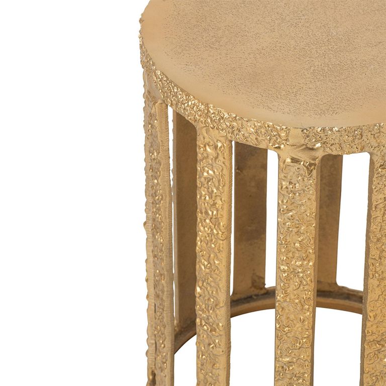 Side Table - Round - Slatted Base - Gold - Aluminium