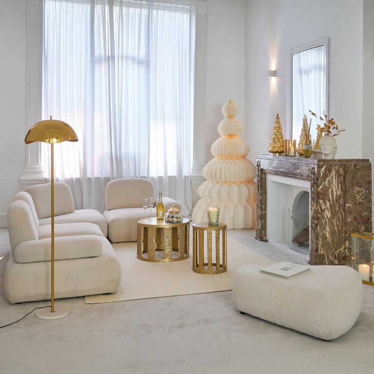 Side Table - Round - Slatted Base - Gold - Aluminium