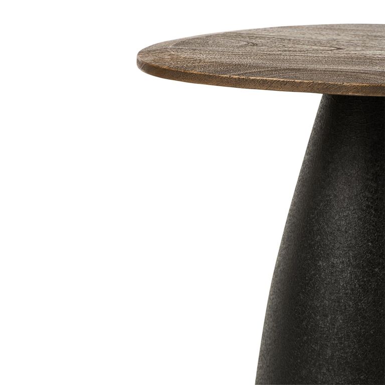 Side Table - Set of 2 - Abstract - Pedestal Bases - Dark Brown and Black - Mango Wood