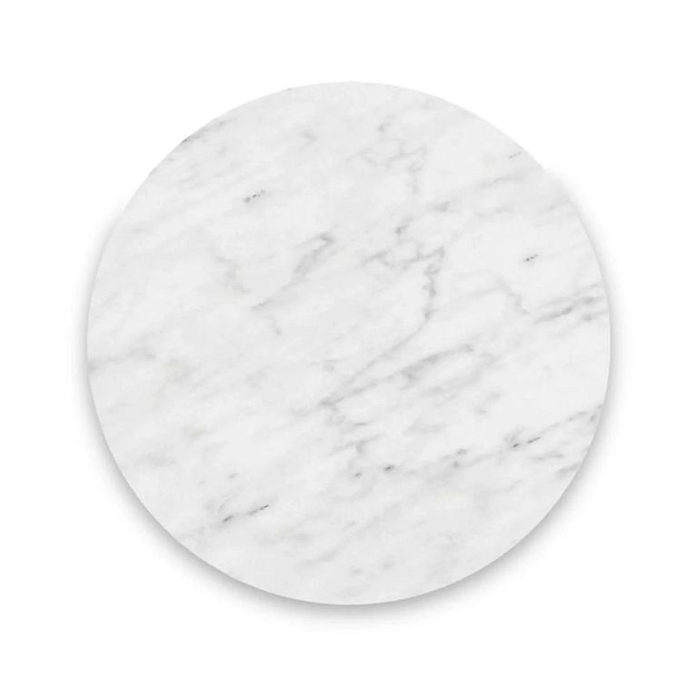 Clearance - Isabella Grey Side Table - Round Fluted - White Marble Top - FSS17480