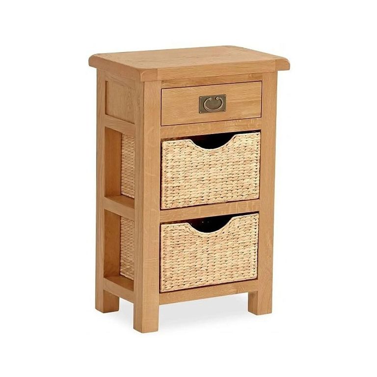 Clearance - Salisbury Premium Telephone Table - 1 Drawer - with Baskets - Oak - FSS17491