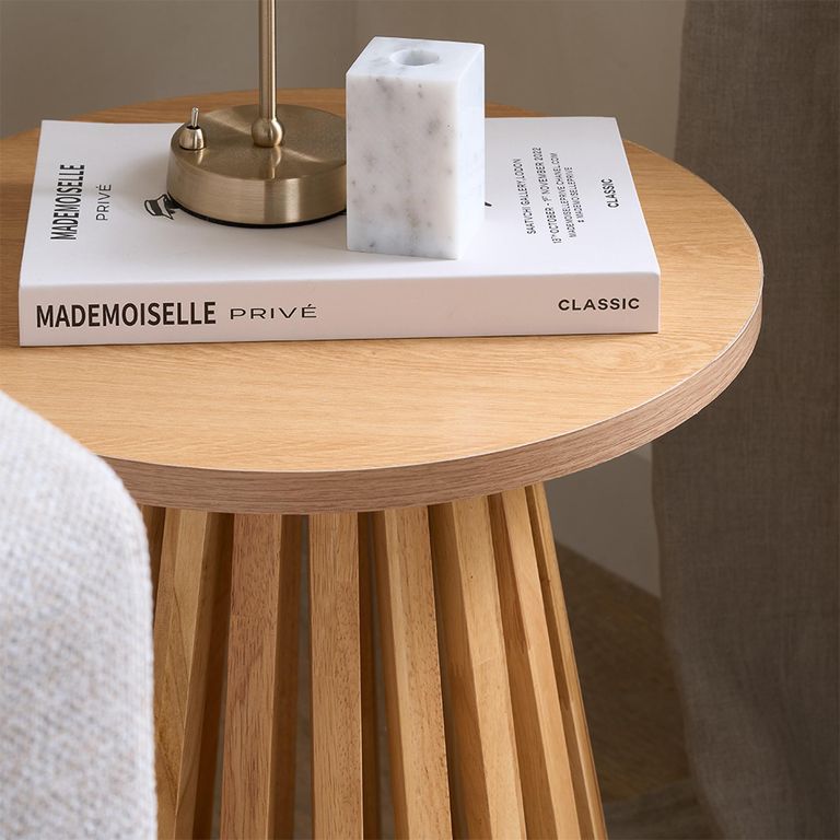 Kylo Oak Lamp Table - Round - Slatted Base
