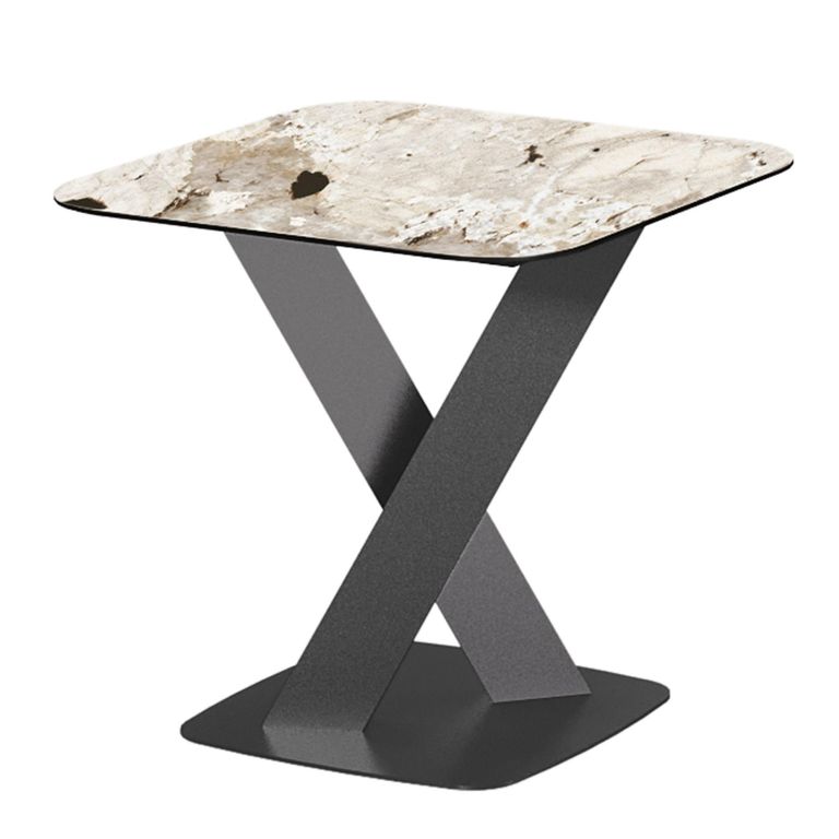 Krystal Italian Square Side Table - Ceramic and Metal