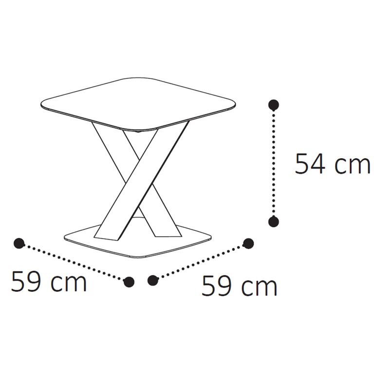Krystal Italian Square Side Table - Ceramic and Metal
