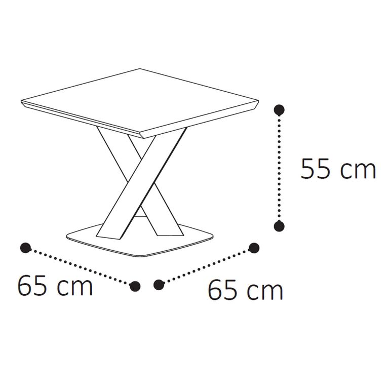 Krystal Italian Square Side Table - Medblue Birch Gloss - Wooden and Metal