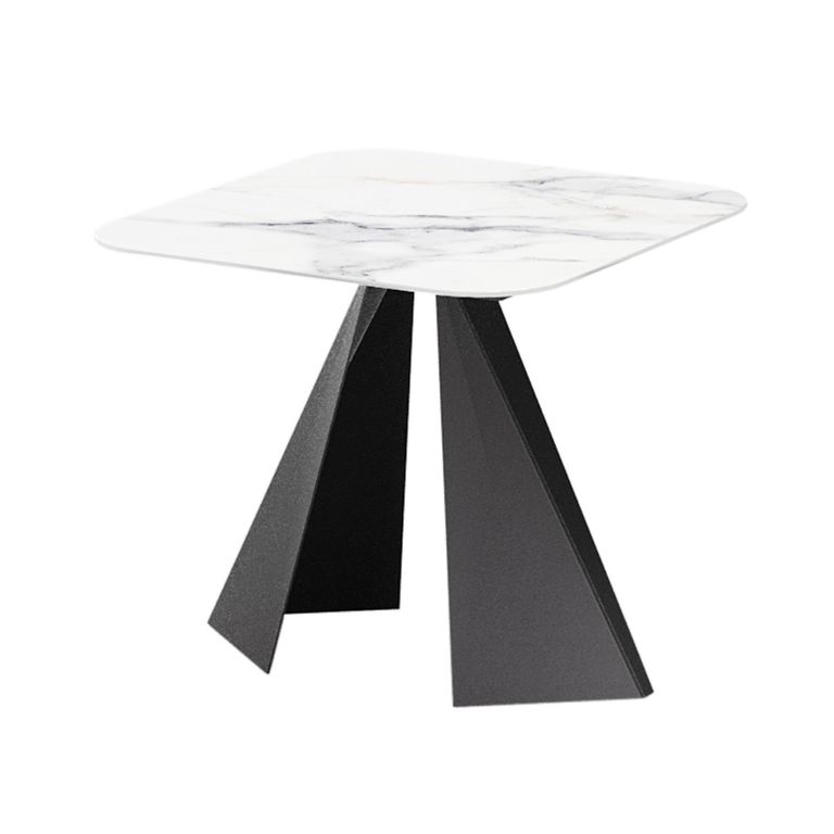 Krystal Italian Square Side Table - Tent Base - Ceramic and Metal