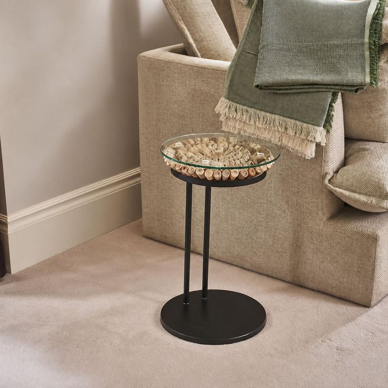 Driftwood Glass Top 50cm Table Sofa