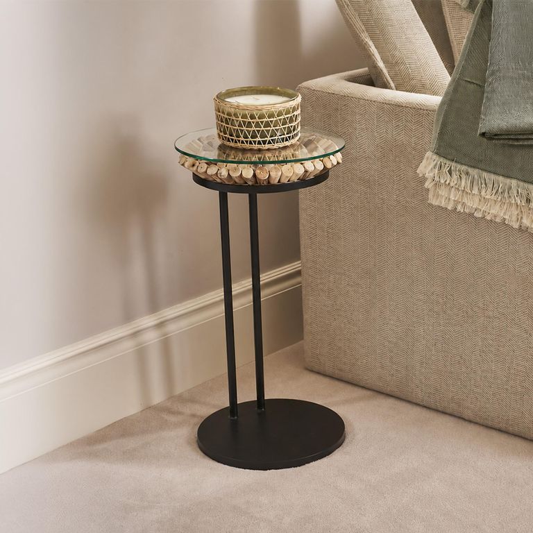 Driftwood Glass Top 60cm Table Round Sofa