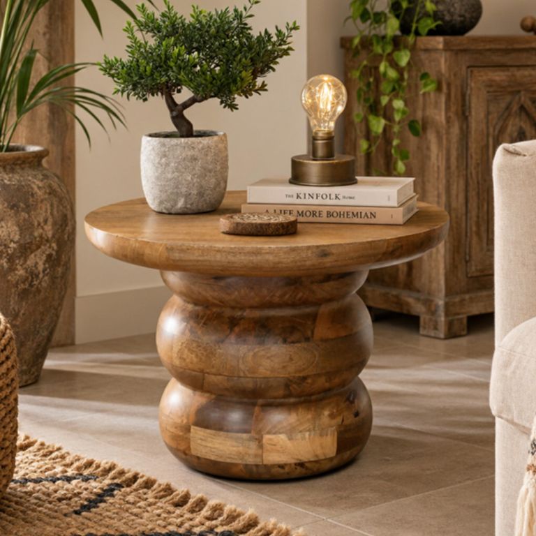 Mango Wood 51cm Round Side Table